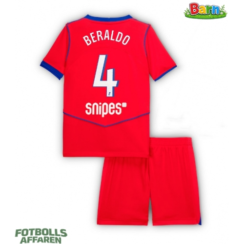 Paris Saint-Germain Lucas Beraldo #4 Tredjeställ Barn 2025-26 Kortärmad (+ Korta byxor)